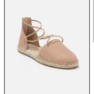 Eileen Fisher Lace-Up Espadrilles Flats In Toffee Cream, Size 8